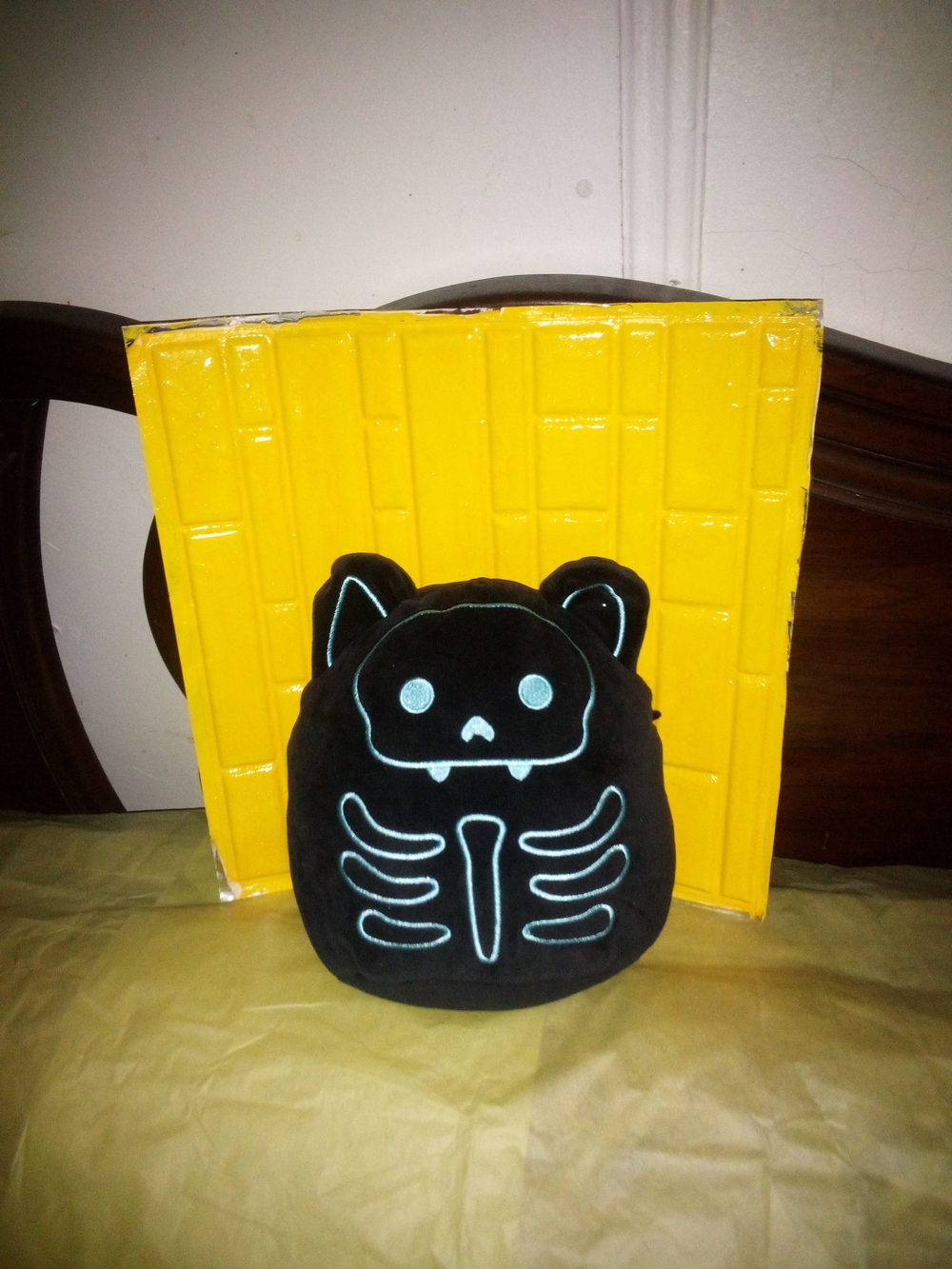 Squishmallows Black Plush Skeleton Cat with Light Blue Accents